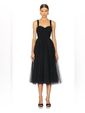 Zimmermann Tulle Midi Dress Black Polka Dot Corset Sz 4 (US 10-12) Worn Once